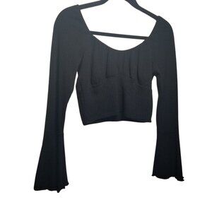 Altar'd State Women's Cropped Black Top Hippie Y2K Sz M